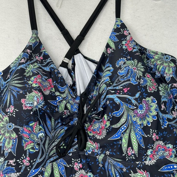 Hanna Nikole Swim Dress One Piece Swimsuit Womens Plus Size 26W Bright Floral - Picture 10 of 15